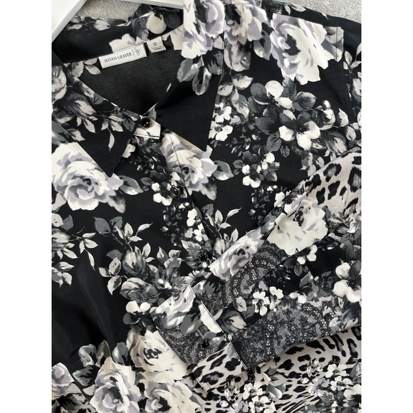 Susan Graver Satin Blouse Women's PLUS 4X Floral Button Up Classy Comfort Office - Picture 1 of 6